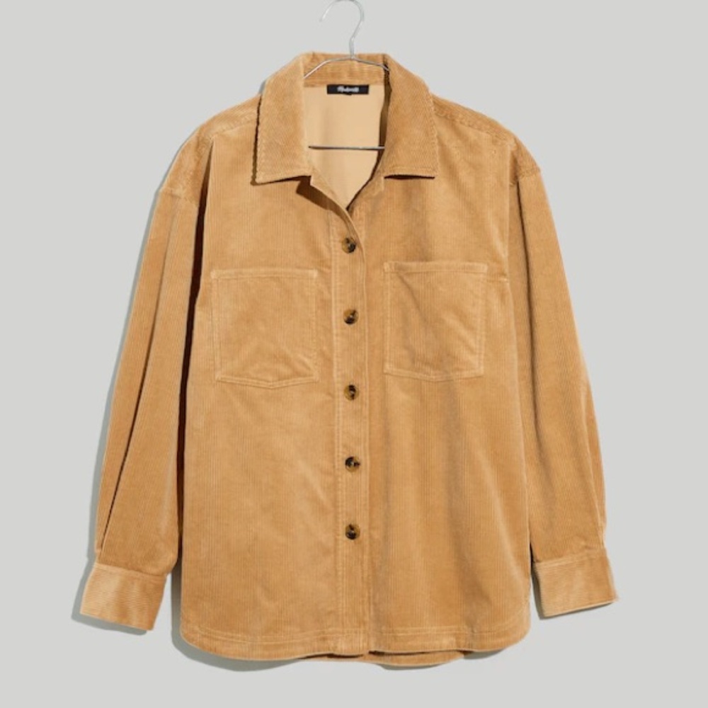 Madewell corduroy shirt jacket in Camel/Earthen Sand